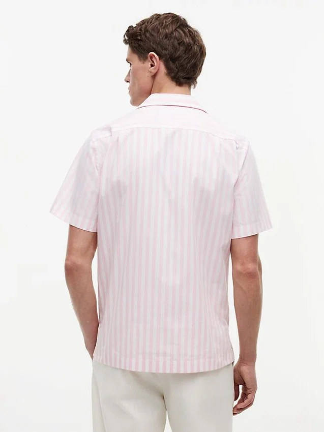 Camisa de campismo às riscas com toque de papel Camisa de campismo às riscas com toque de papel