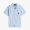 Camisa de campismo às riscas com toque de papel Camisa de campismo às riscas com toque de papel