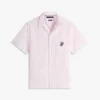 Camisa de campismo às riscas com toque de papel Camisa de campismo às riscas com toque de papel