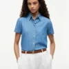 Camisa de chambray com mangas bufantes Camisa de chambray com mangas bufantes