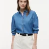 Camisa de chambray com mangas bufantes Camisa de chambray com mangas bufantes