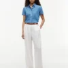 Camisa de chambray com mangas bufantes Camisa de chambray com mangas bufantes