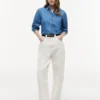 Camisa de chambray com mangas bufantes Camisa de chambray com mangas bufantes