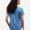 Camisa de chambray com mangas bufantes Camisa de chambray com mangas bufantes