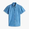 Camisa de chambray com mangas bufantes Camisa de chambray com mangas bufantes