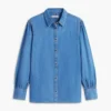 Camisa de chambray com mangas bufantes Camisa de chambray com mangas bufantes