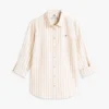 Camisa de corte descontraído em mistura de linho às riscas