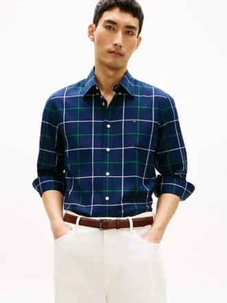 Camisa de corte regular com padrão xadrez para todo o dia