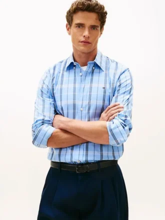 Camisa de corte regular com padrão xadrez para todo o dia