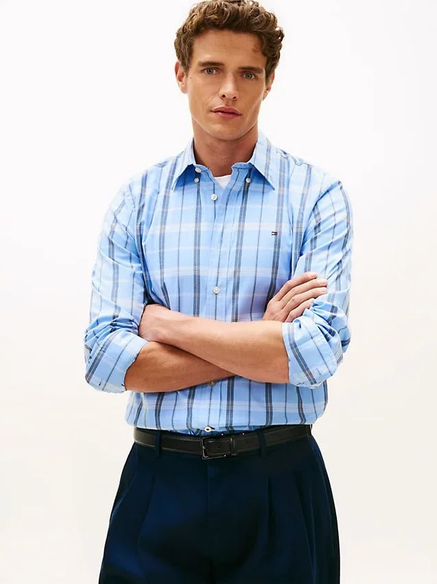 Camisa de corte regular com padrão xadrez para todo o dia Camisa de corte regular com padrão xadrez para todo o dia