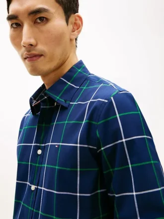 Camisa de corte regular com padrão xadrez para todo o dia