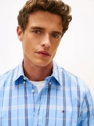 Camisa de corte regular com padrão xadrez para todo o dia