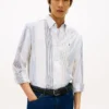 Camisa de corte regular com riscas mistas para todo o dia Camisa de corte regular com riscas mistas para todo o dia