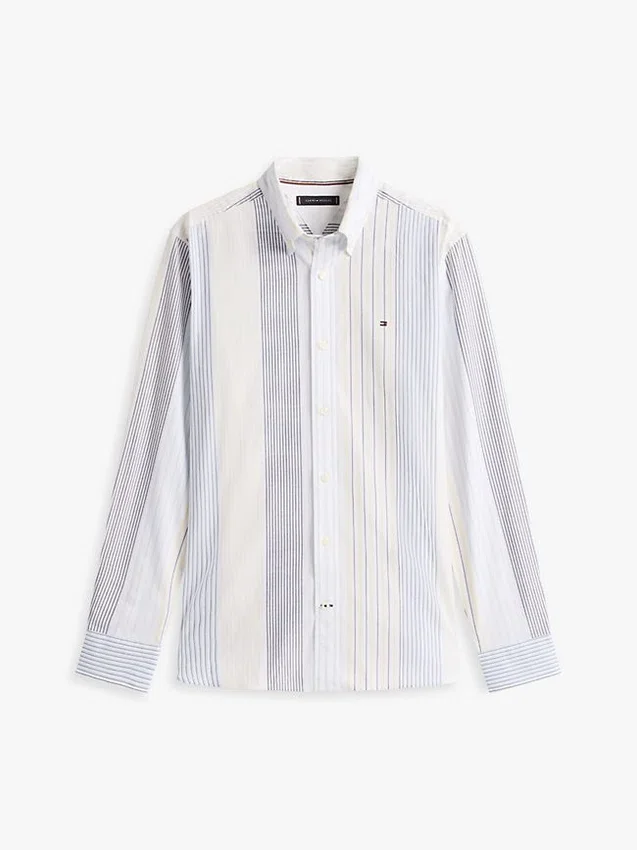 Camisa de corte regular com riscas mistas para todo o dia Camisa de corte regular com riscas mistas para todo o dia