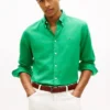 Camisa de corte regular em mistura de linho Camisa de corte regular em mistura de linho