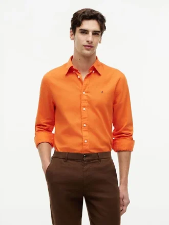 Camisa de corte regular em mistura de linho