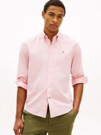 Camisa de corte regular em mistura de linho