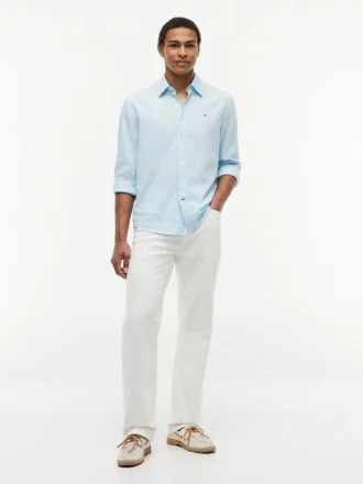 Camisa de corte regular em mistura de linho