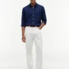 Camisa de corte regular em mistura de linho Camisa de corte regular em mistura de linho
