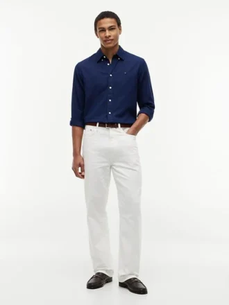 Camisa de corte regular em mistura de linho