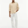 Camisa de corte regular em mistura de linho Camisa de corte regular em mistura de linho