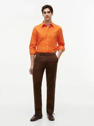 Camisa de corte regular em mistura de linho