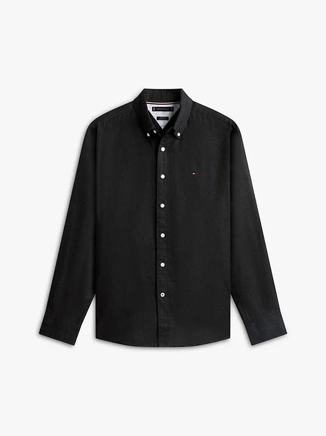 Camisa de corte regular em mistura de linho Camisa de corte regular em mistura de linho