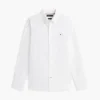 Camisa de corte regular em mistura de linho Camisa de corte regular em mistura de linho