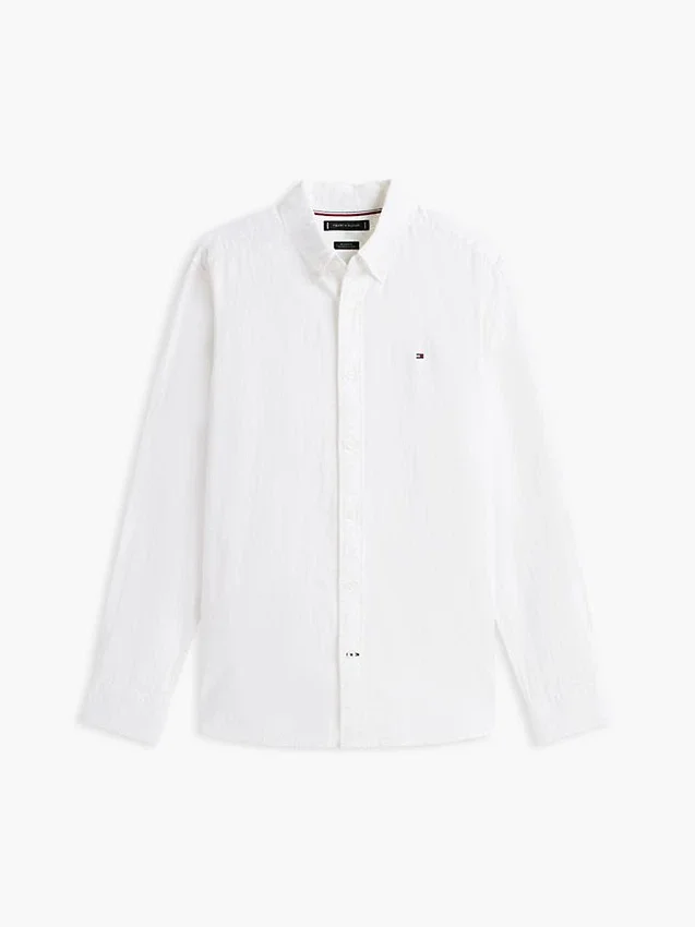Camisa de corte regular em mistura de linho Camisa de corte regular em mistura de linho
