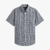 Camisa de corte regular em mistura de linho com padrão Glen Plaid Camisa de corte regular em mistura de linho com padrão Glen Plaid