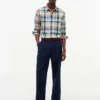 Camisa de corte regular em mistura de linho Madras Camisa de corte regular em mistura de linho Madras
