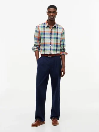 Camisa de corte regular em mistura de linho Madras