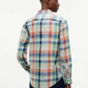 Camisa de corte regular em mistura de linho Madras Camisa de corte regular em mistura de linho Madras