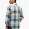 Camisa de corte regular em mistura de linho Madras Camisa de corte regular em mistura de linho Madras