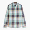 Camisa de corte regular em mistura de linho Madras Camisa de corte regular em mistura de linho Madras