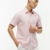 Camisa de corte regular em mistura de linho às riscas Camisa de corte regular em mistura de linho às riscas