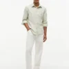 Camisa de corte regular em mistura de linho às riscas Camisa de corte regular em mistura de linho às riscas