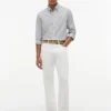 Camisa de corte regular em mistura de linho às riscas Camisa de corte regular em mistura de linho às riscas