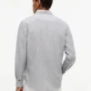 Camisa de corte regular em mistura de linho às riscas Camisa de corte regular em mistura de linho às riscas