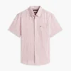 Camisa de corte regular em mistura de linho às riscas Camisa de corte regular em mistura de linho às riscas