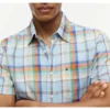 Camisa de corte regular em mistura de linho xadrez Camisa de corte regular em mistura de linho xadrez