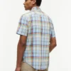 Camisa de corte regular em mistura de linho xadrez Camisa de corte regular em mistura de linho xadrez