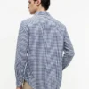 Camisa de corte regular em mistura de linho xadrez Camisa de corte regular em mistura de linho xadrez