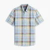 Camisa de corte regular em mistura de linho xadrez Camisa de corte regular em mistura de linho xadrez