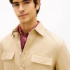 Camisa de corte regular em sarja com efeito slub