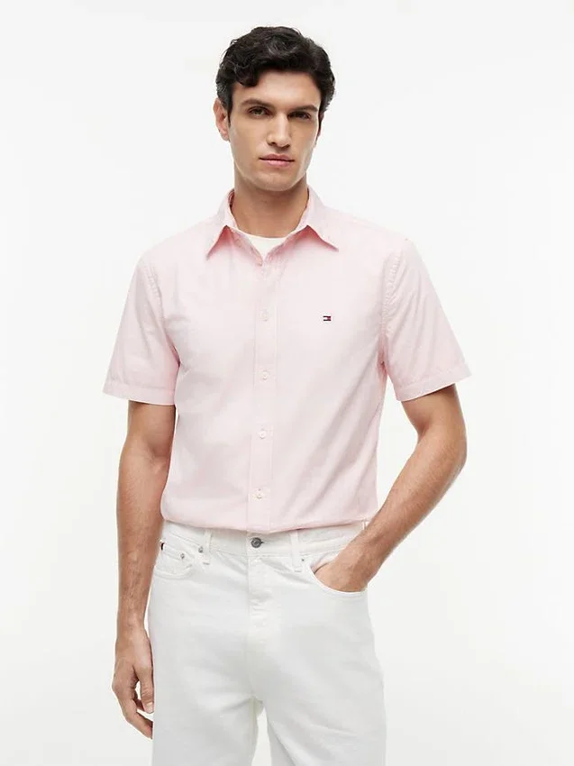 Camisa de corte regular tingida na peça Camisa de corte regular tingida na peça