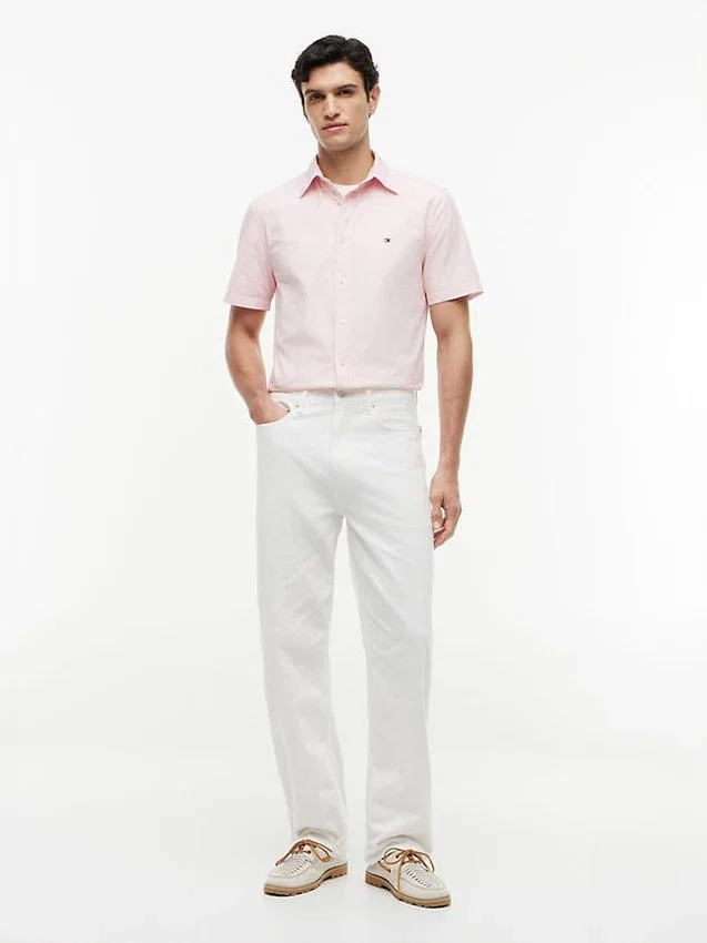 Camisa de corte regular tingida na peça Camisa de corte regular tingida na peça