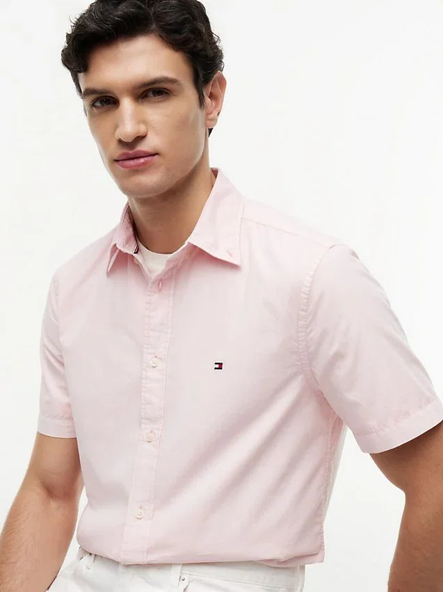 Camisa de corte regular tingida na peça Camisa de corte regular tingida na peça
