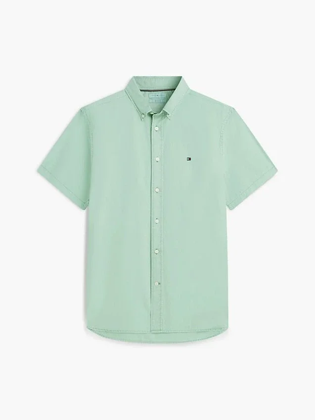 Camisa de corte regular tingida na peça Camisa de corte regular tingida na peça