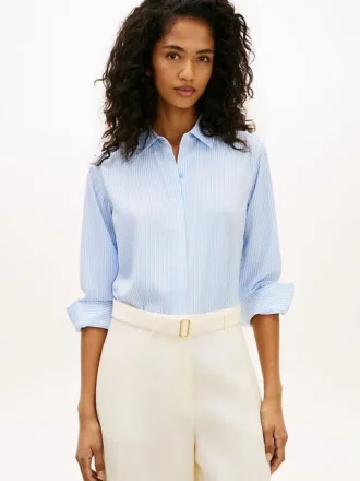 Camisa de crepe às riscas